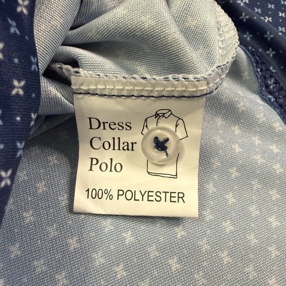 NEW Collars & Co polo men's 2XL blue star AOP active performance stretch casual - Picture 7 of 8